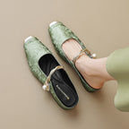 Élise Fleur-de-lis Mary Jane Embroidered Flats
