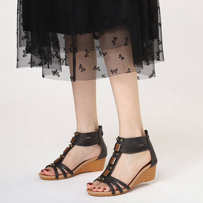 Élise Roma Boho Block Wedge Sandals