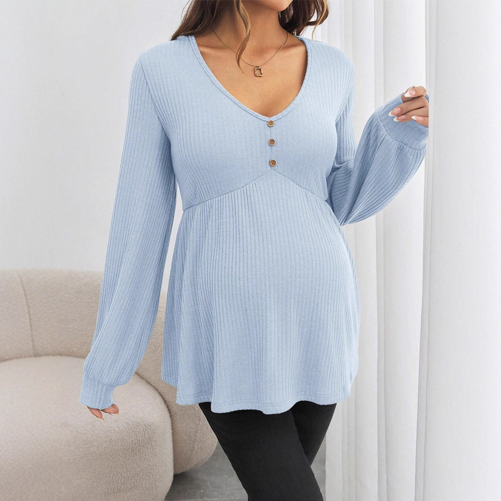 Léa Maternity Long Sleeve V-Neck Top