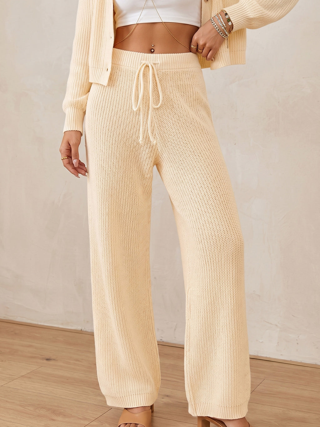 Léa Soft Knit Ribbed Drawstring Loungewear Pants