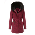 Léa Faux Fur Hooded Cinched Waist Parka