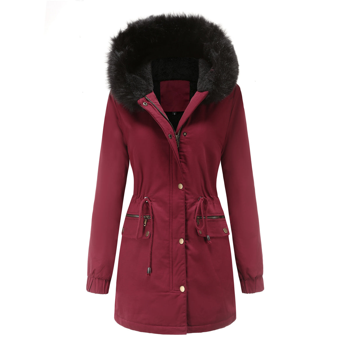 Léa Faux Fur Hooded Cinched Waist Parka