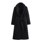 Léa Plush Faux Fur Shawl Collar Coat