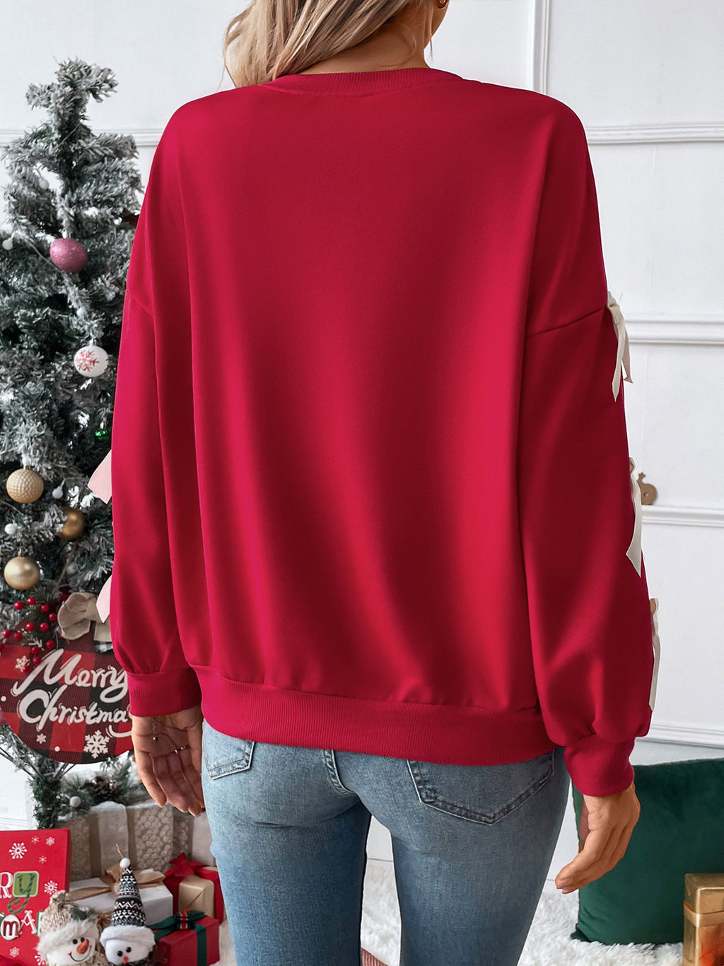Léa Festive Christmas Bow Sweater Top