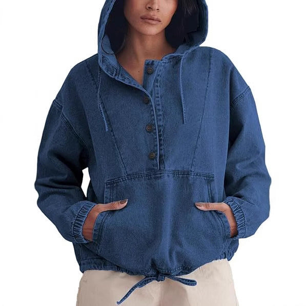 Léa Women's Oversized Denim Hoodie Jacket