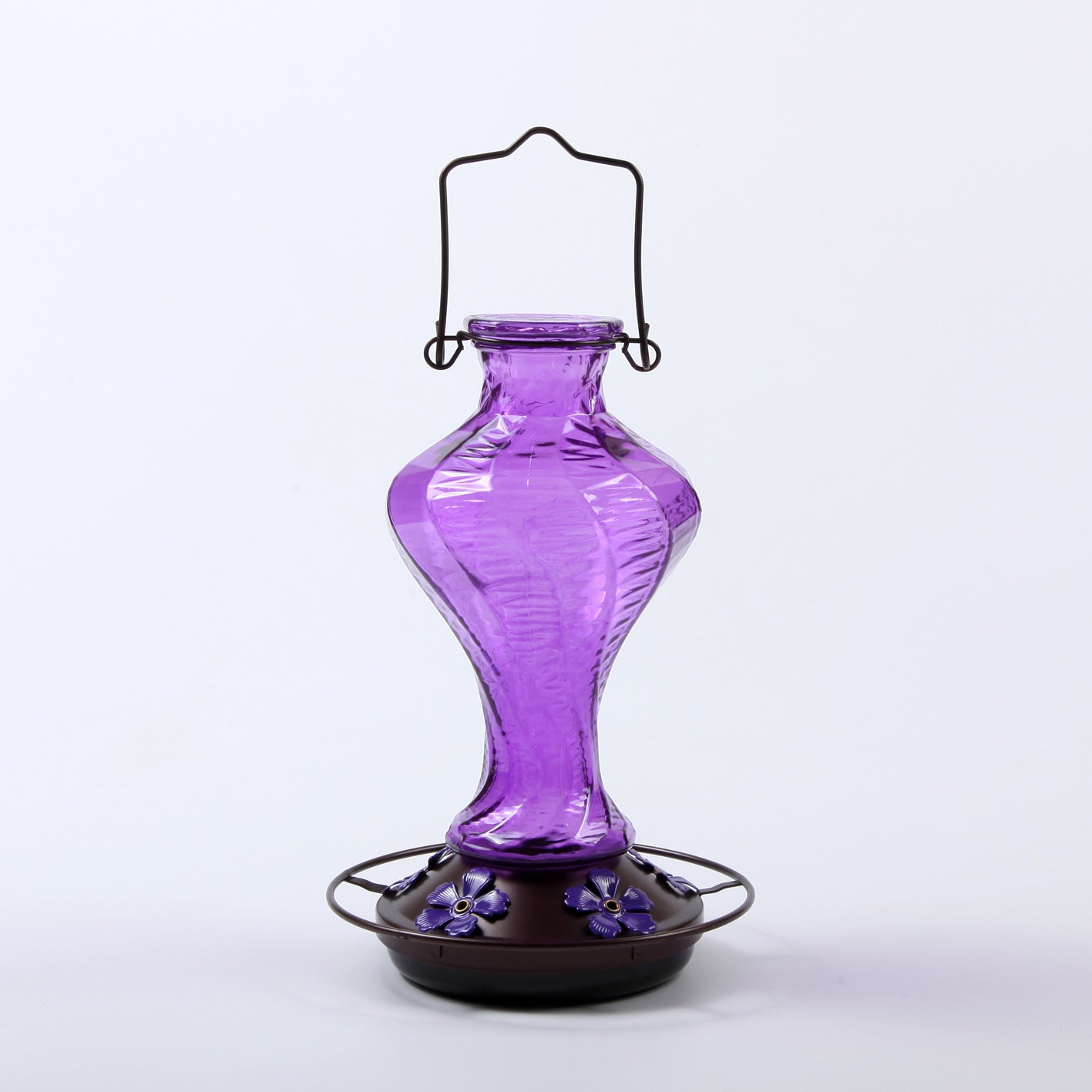 EdenCraft Artisan Twisted Glass Hummingbird Feeder