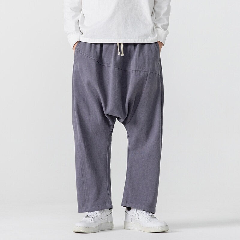 Urban Theory Baggy Drop-Crotch Cotton-Blend Pants