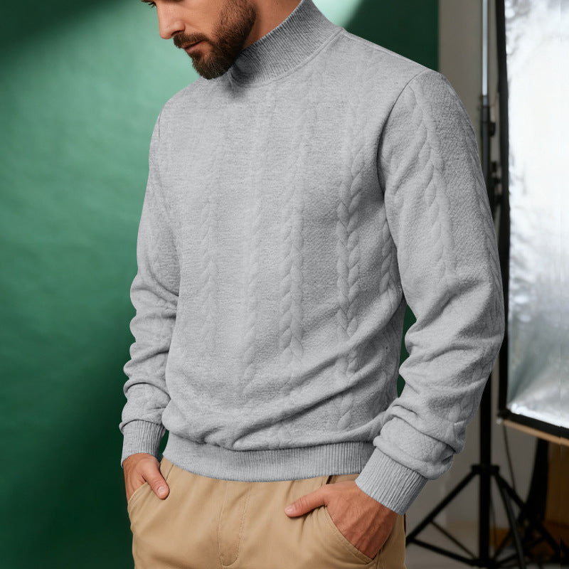 Blake Holloway Jacquard Knit Mid-Collar Sweater