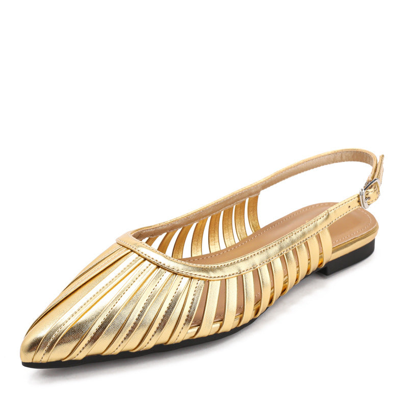 Élise Ruched Pointed-Toe Slingback Flats