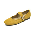 Élise Minimal Elegant Suede Mary Jane Ballet Flats