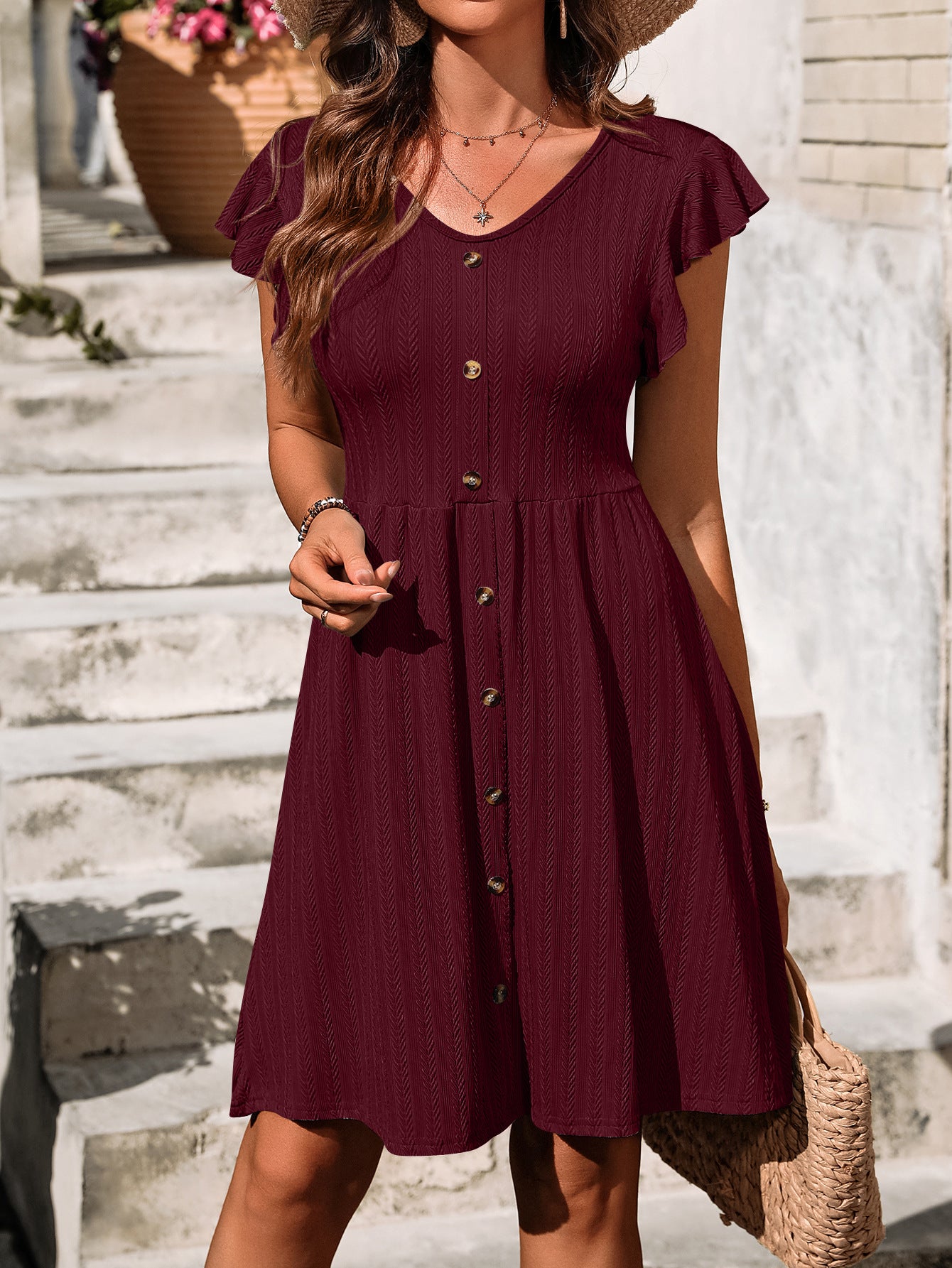 Léa Knit Waist Summer Ruffle Dress