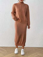 Léa Elegant Knit Turtleneck & Midi Skirt Co-Ord