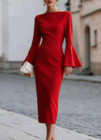 Penelope Flared Sleeve Midi Sheath Dress