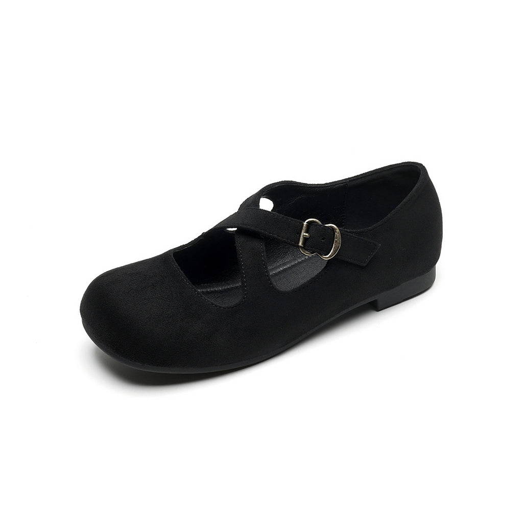 Élise Retro Cross-Strap Mary Jane Ballet Flats
