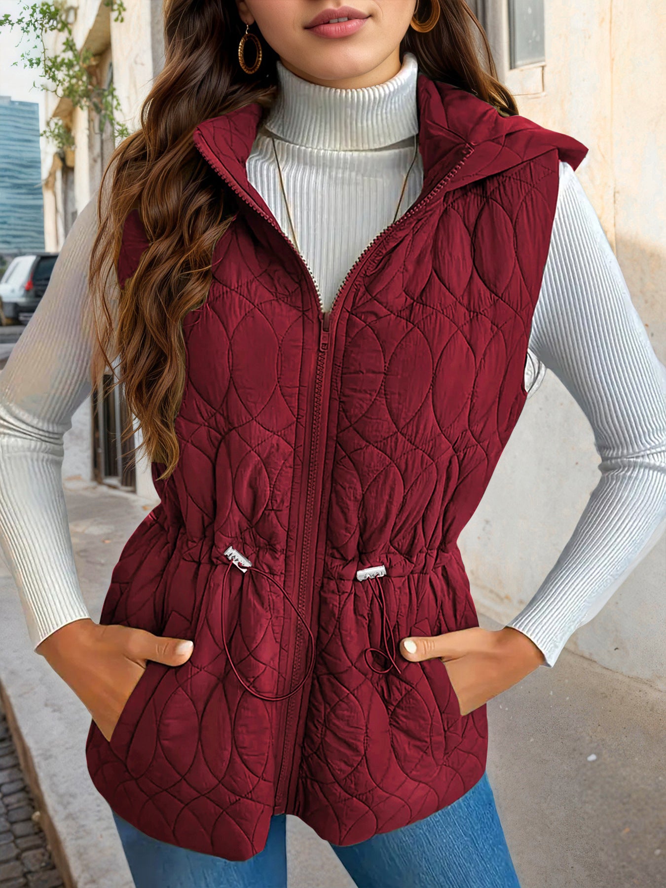 Léa Hooded Quilted Lightweight Vest Jacket