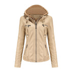 Léa Vintage Hooded Vegan Leather Moto Jacket