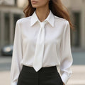 Léa Business Casual Tie-Front Long Sleeve Blouse