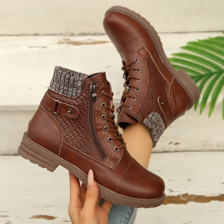 Élise Cozy Knit Collar Zip-Up Boots