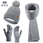 Léa Cable Knit Pom Beanie Scarf Set