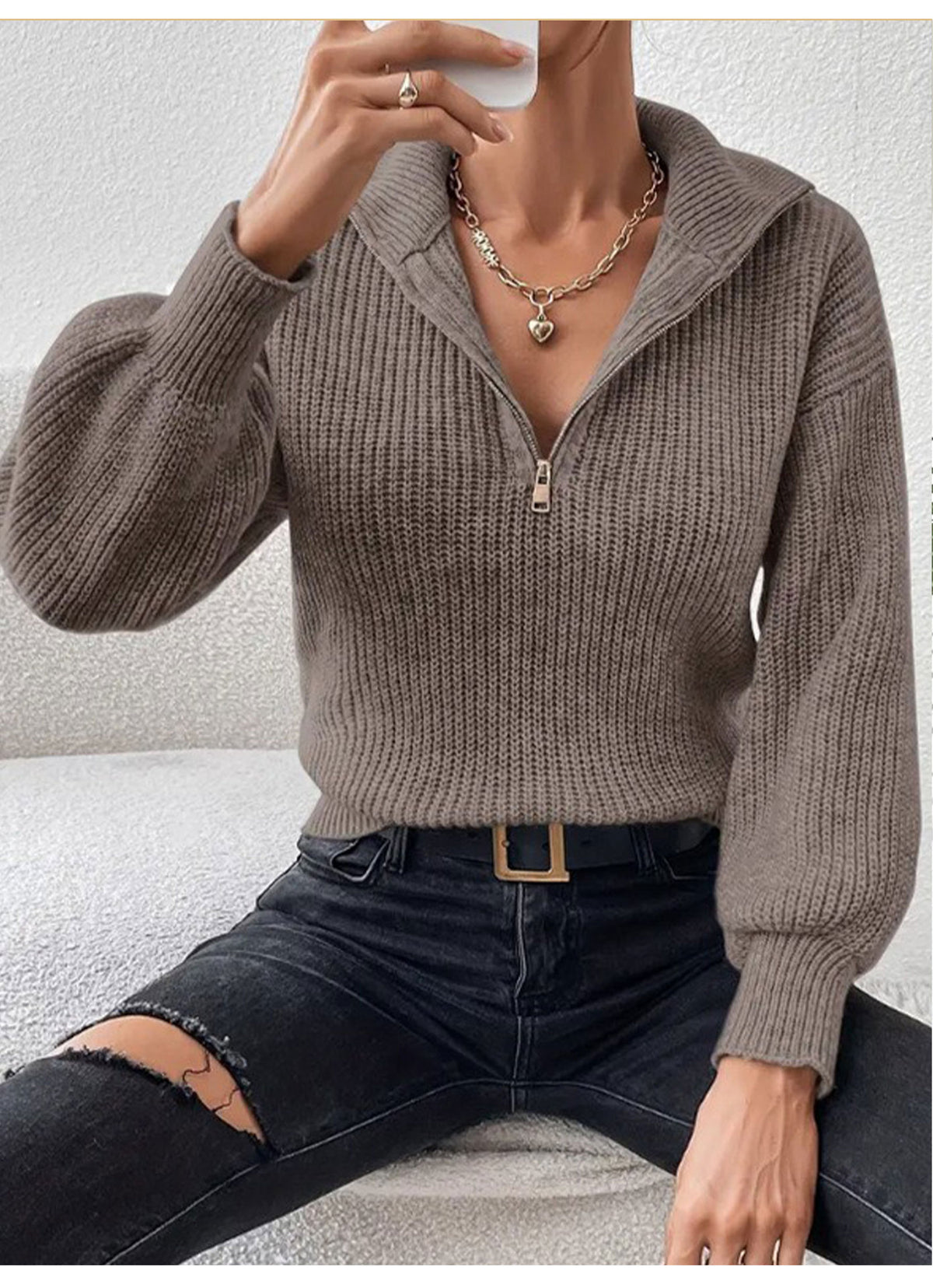 Léa Quarter-Zip Knit Pullover