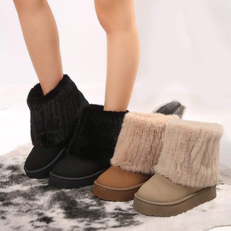 Élise Cozy Fur Cuff Winter Booties