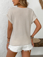 Léa Knitted V-Neck Short Sleeve Top