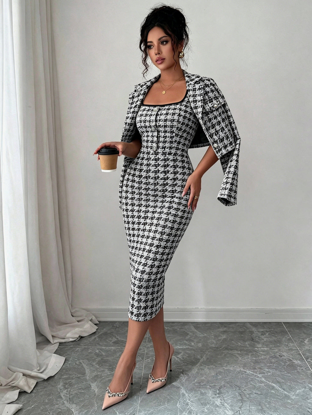 Léa Elegant Tweed Jacket & Dress Set