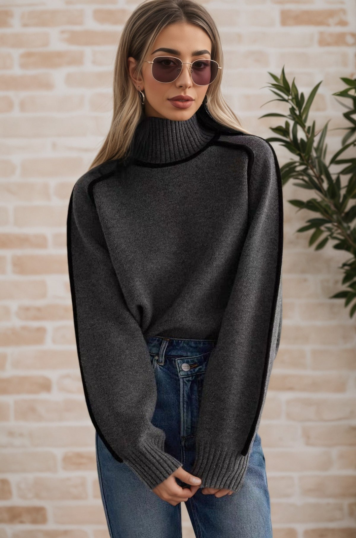Léa Luxe Ribbed Turtleneck Pullover