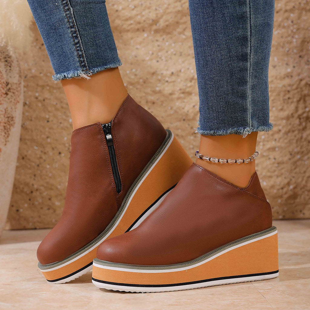 Alessia Winter Platform Side Zipper Booties