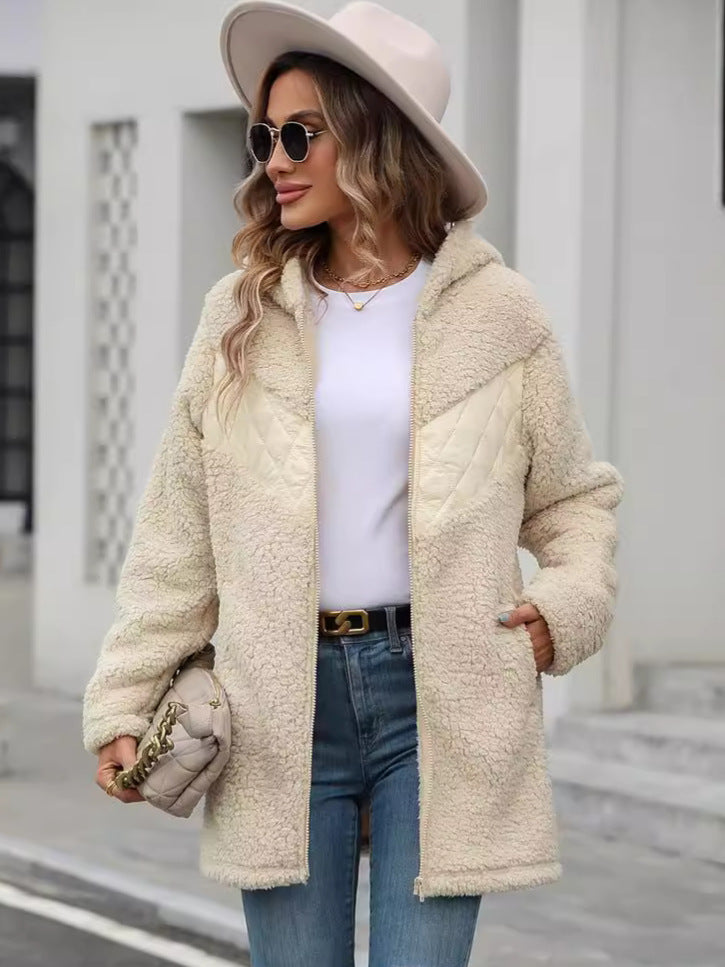 Léa Plush Fleece Hooded Quilted Jacket