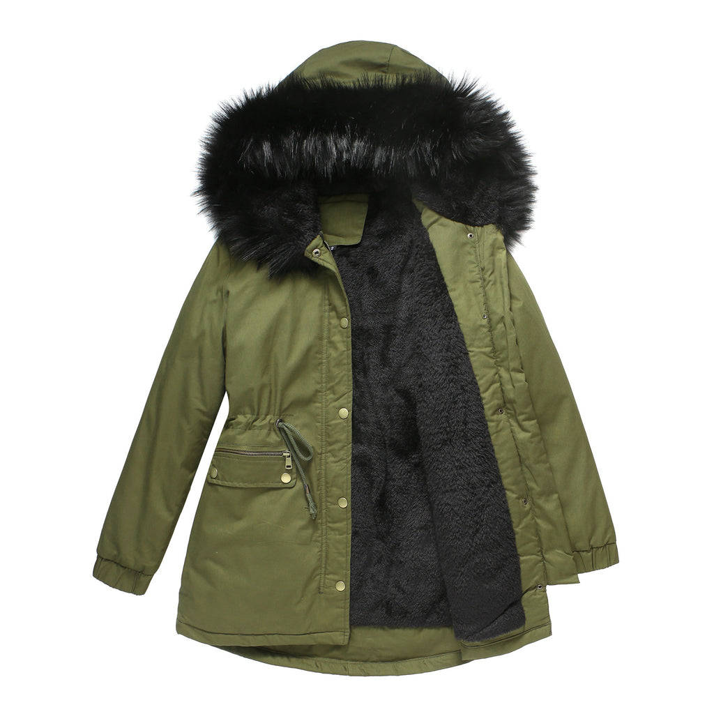 Léa Faux Fur Hooded Cinched Waist Parka