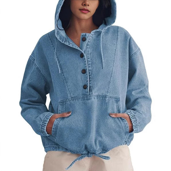 Léa Women's Oversized Denim Hoodie Jacket