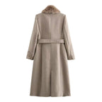 Léa Plush Faux Fur Shawl Collar Coat
