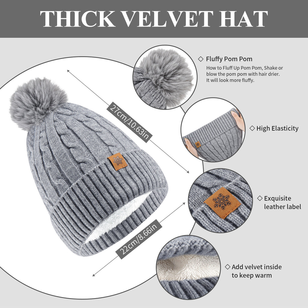 Léa Cable Knit Pom Beanie Scarf Set