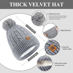 Léa Cable Knit Pom Beanie Scarf Set