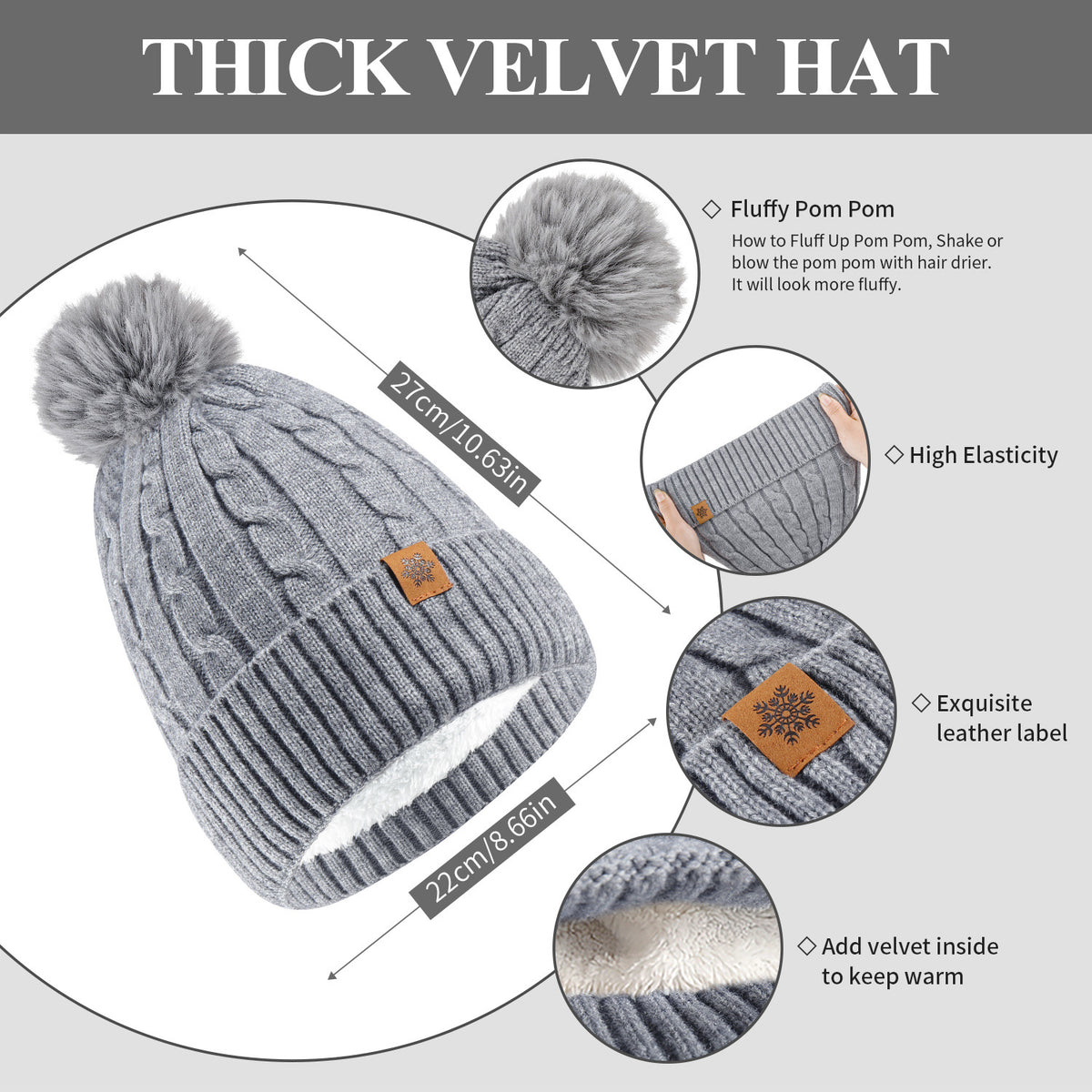 Léa Cable Knit Pom Beanie Scarf Set