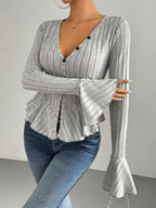 Léa Ruffled Peplum Knit Blouse