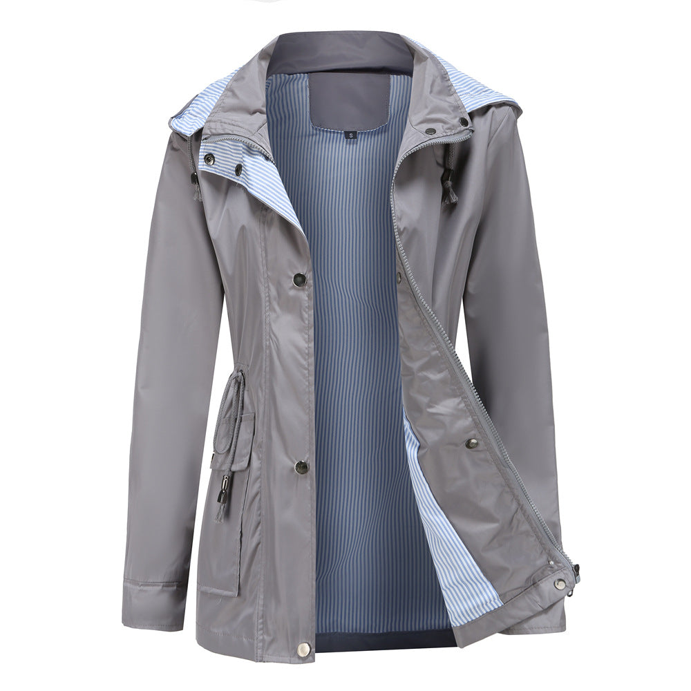Léa Cinched Detachable Hood Windbreaker