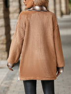 Léa Women's Plaid Plush Long Jacket
