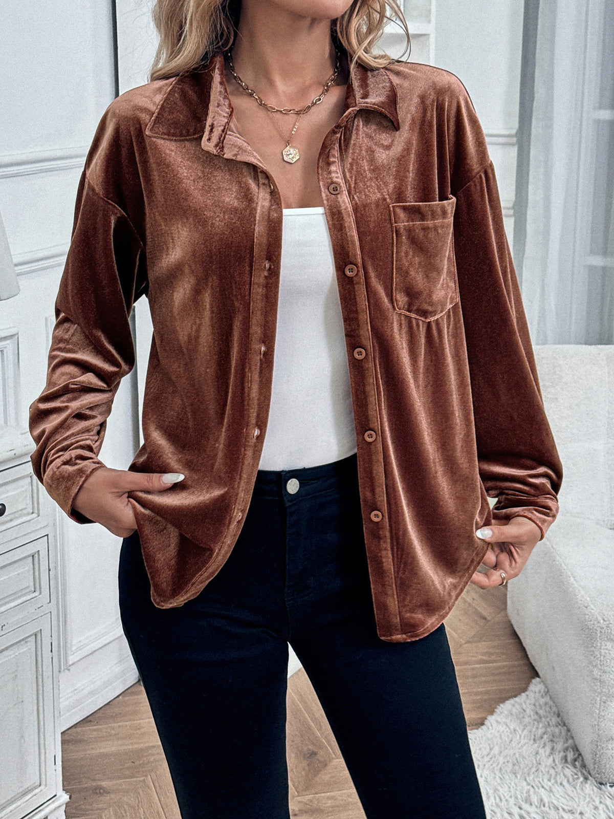 Léa Velvety Long-Sleeves Dress Shirt