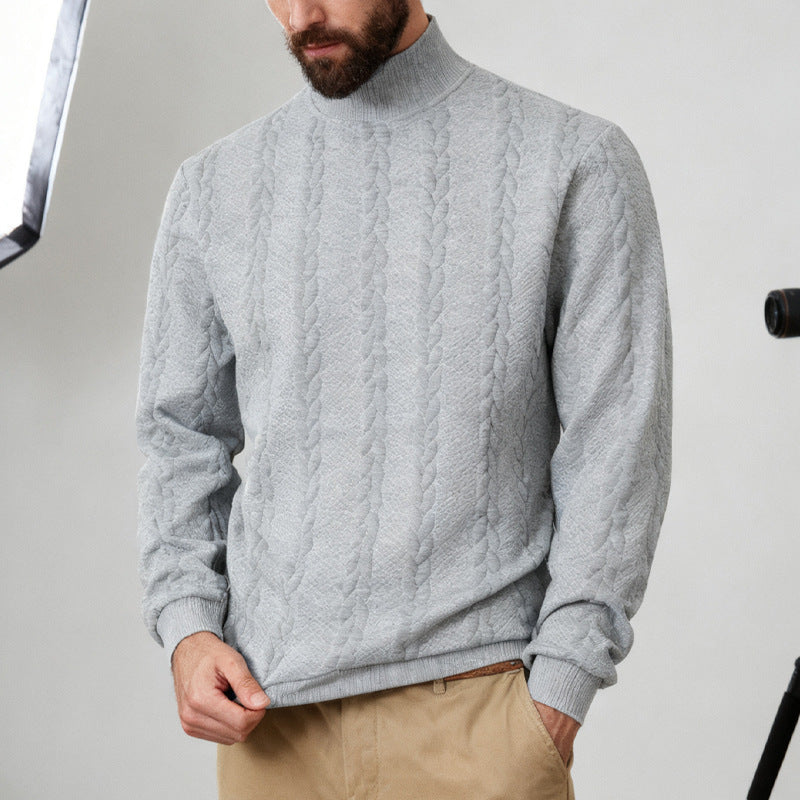 Blake Holloway Jacquard Knit Mid-Collar Sweater