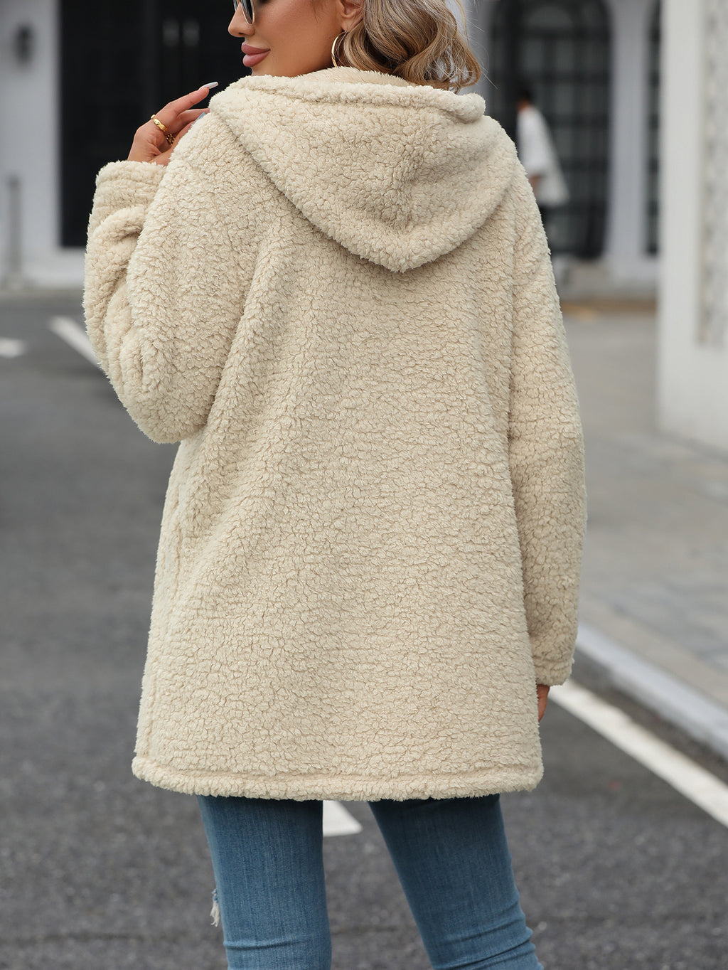 Léa Women's Plush Mid-Length Hooded Jacket