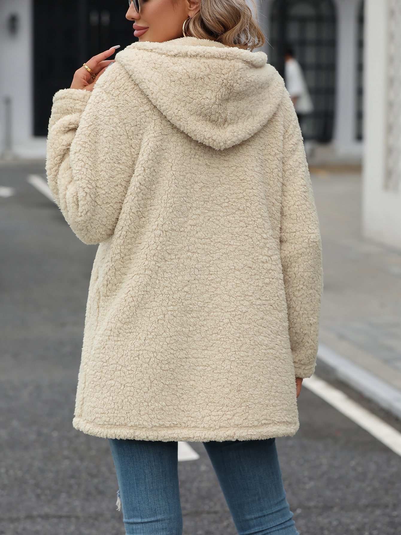 Léa Women's Plush Mid-Length Hooded Jacket