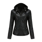 Léa Vintage Hooded Vegan Leather Moto Jacket