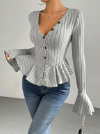 Léa Ruffled Peplum Knit Blouse