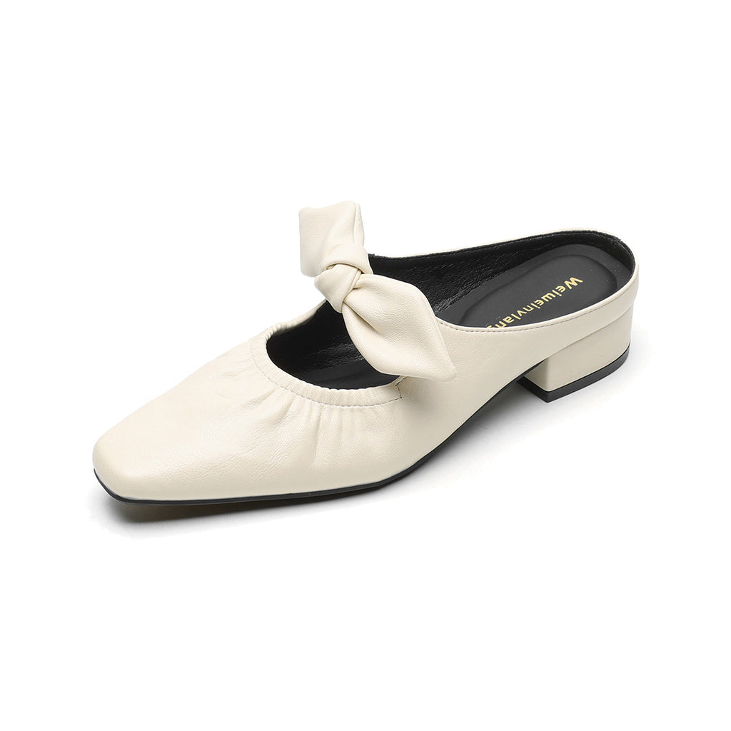 Élise Scrunched Bow Slip-On Mules
