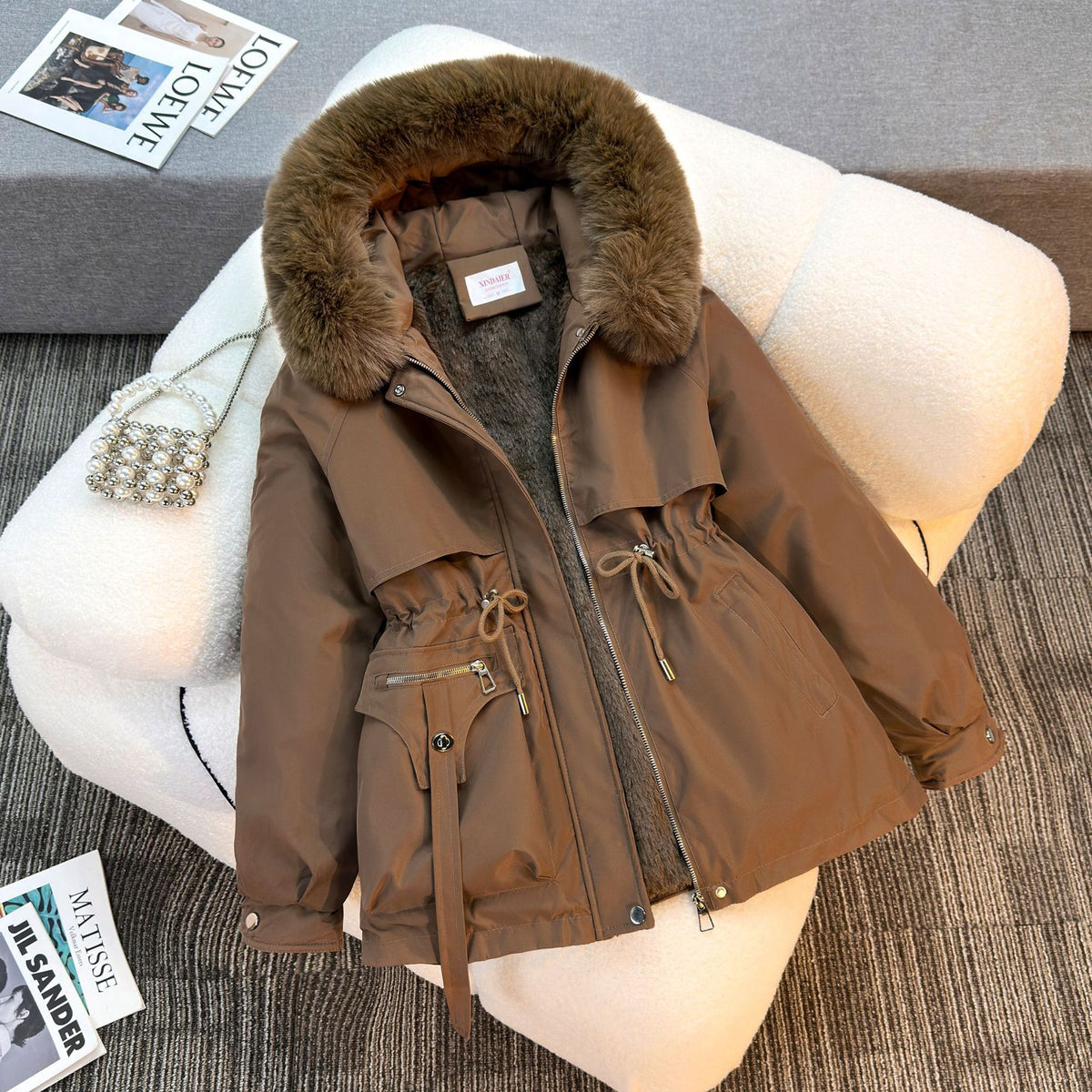 Rosella Cinch Waist Fleece Lined Jacket