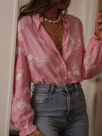 Léa Chic Floral Open Shirt Blouse