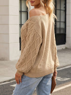 Léa V-Neck Twisted Knit Pullover Sweater