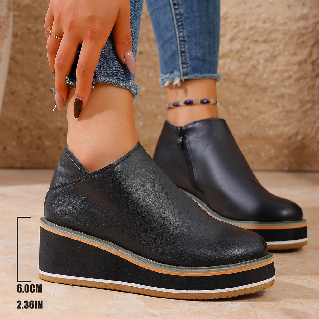 Alessia Winter Platform Side Zipper Booties
